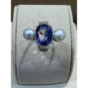 Antique Sapphire & Pearl Ring 