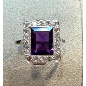Art Deco Amethyst & Diamond Ring