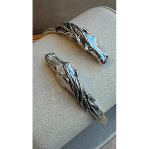 Arthus Bertrand, Silver Bracelet With Horse Heads