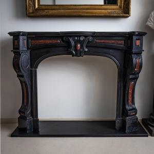 Black Stone Fireplace Surround, France, 19th Century