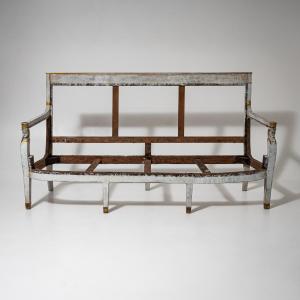 Empire Style Sofa Painted In Gray, 19th Century