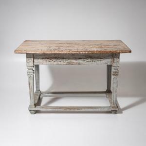 Louis XVI Provincial Dining Table With Gray Finish, Late 18th Century