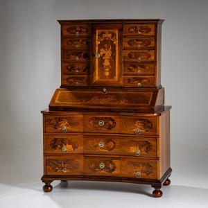 Baroque Three-part Walnut Secretary Desk, Mid-18th Century