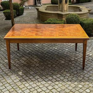 Extendable Dining Table With Parquet Top, Early 20th Century