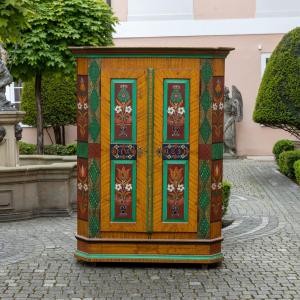 Hand-painted Folk Art Cabinet, Southern Germany, Dated 1851