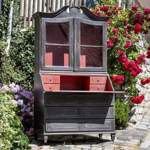 Dark Grey Baroque Secretary Desk, 18th Century