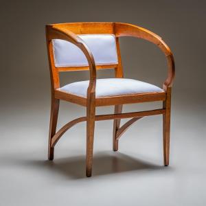 Oak Armchair, Art Nouveau Style, Probably Vienna, Early 20th Century