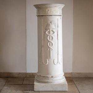 Marble Column Adorned With The Attributes Of Mercury, Italy, Probably Florence, Early 19th Century