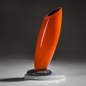 Barovier & Toso Vase, Orange, Bag Series, Italy, Late 20th Century