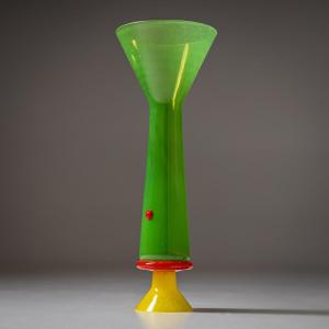 Barovier & Toso Vase, Green, Bag Series, Italy, Late 20th Century