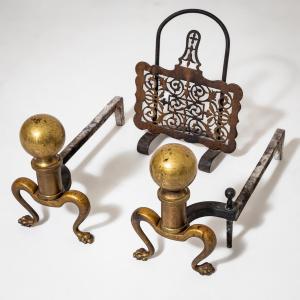 Fire Dogs And Fireplace Accessories, Late 19th Century