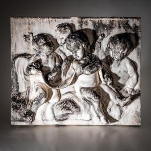 Biscuit Porcelain Relief Of Putti, 19th Century