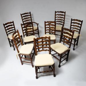 Dining Chairs With Ladder Backs, Probably 19th Century