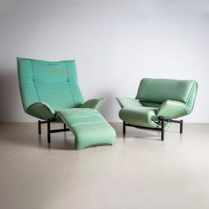 Turquoise “veranda” Armchairs By Vico Magistretti For Cassina, Italy, Late 20th Century