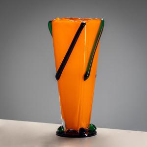 Orange And Green Vase, Signed J. Guliajile, 20th Century