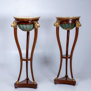 Pair Of Large Italian Torchères, Probably From Naples, Early 19th Century