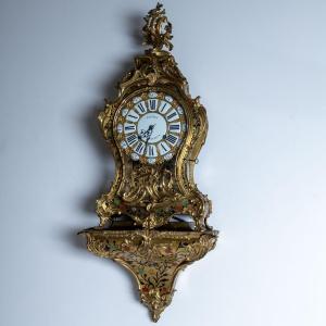Large Louis XV Clock With Console, Signed Balthazar Lieutaud & Joffroy In Besançon, Mid-19th Century