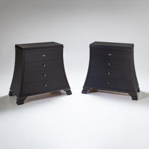 Pair Of Trapezoidal Chests Of Drawers, Late 20th Century