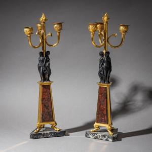Pair Of Candelabra, Probably Italy, 19th Century