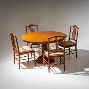 Dining Room Set In Faux Bamboo, Probably France, Mid-20th Century