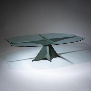 Aluminum And Glass Dining Table, "alada" Model, Attributed To Oscar Tusquets For Casas, 
