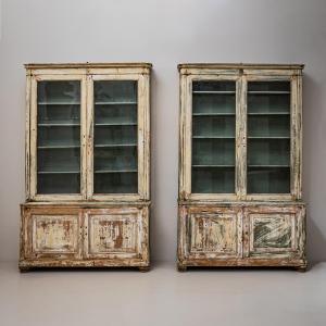 Pair Of Large Painted Bookcases, Italy, Circa 1840