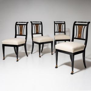 Set Of Six Blackened Empire Dining Chairs, Vienna, Circa 1810