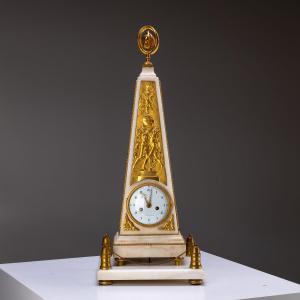 Louis XVI Obelisk Clock, Signed Roque In Paris, Circa 1780