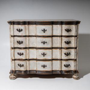 Baroque Chest Of Drawers Painted White, 18th Century