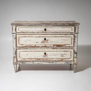 Biedermeier Chest Of Drawers Painted White, Circa 1825