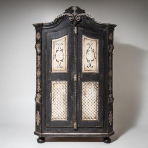 Hand-painted Baroque-style Wardrobe, 19th Century