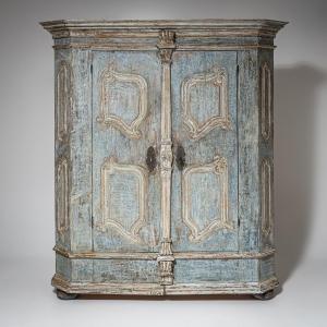 Provincial Wardrobe Painted In Light Blue, 18th Century