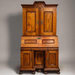 Baroque Secretary In Ash Wood, North German C. 1720