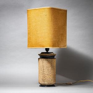 Table Lamp With Rope Decoration, Mid-20th Century