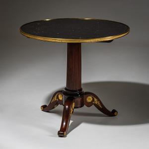 Pedestal Table With Black Stone Top, Restoration Period, France, Circa 1830