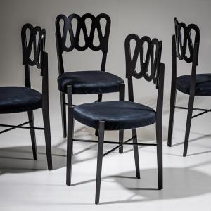 Set Of Four Dining Chairs, Model G6g, By Gio Ponti For Montina, Italy, 1969