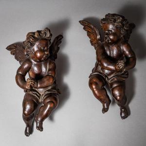 Pair Of Baroque Angels, 18th Century
