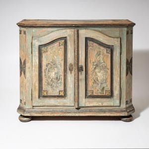 Small Hand-painted Baroque Armoire, First Half 18th Century