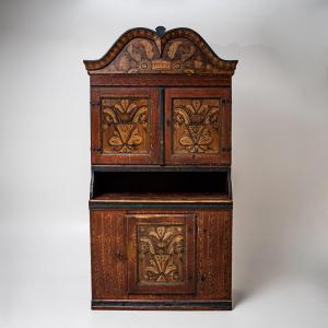 Hand-painted Folk Cabinet, Sweden, Dated 1835