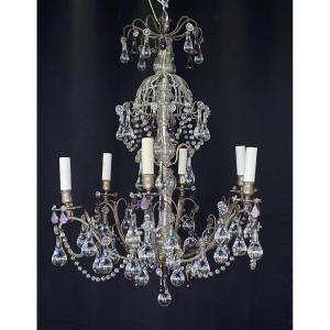 Chandelier With Violet Tassels, 19th Century French
