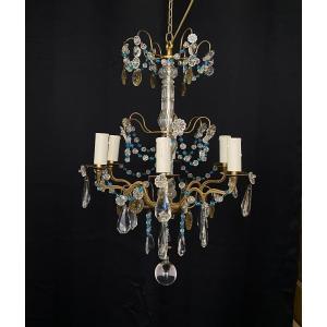 Chandelier With Blue Beads, 20th France