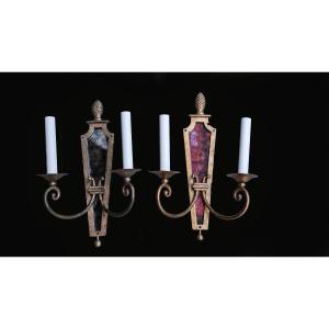 Pair Of Mirror Wall Lights