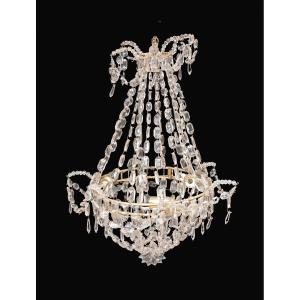 Hot Air Balloon Chandelier With Crystal Drops, 19th-early 20th Century