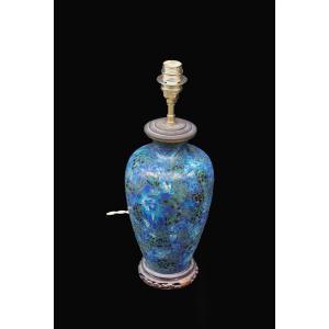 Porcelain Lamp With Floral Motifs, 20th Century