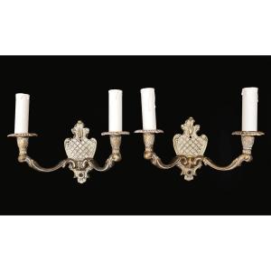 Pair Of Bronze Sconces, 20th Century