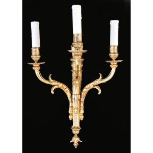 Bronze Wall Lamp, 3 Lights, 19th Century