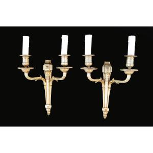 Pair Of Bronze Sconces, 20th Century