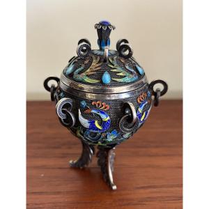 19th Century Far Eastern Style Silver And Enamel Box