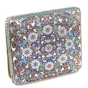 Russian Cloisonné Silver Snuffbox By Andrey Postnikov 