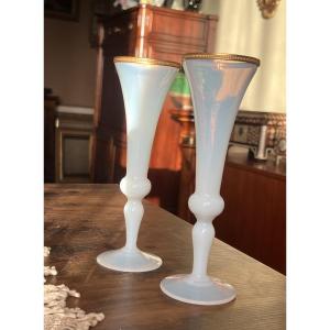 Pair Of Charles X Opaline Vases 